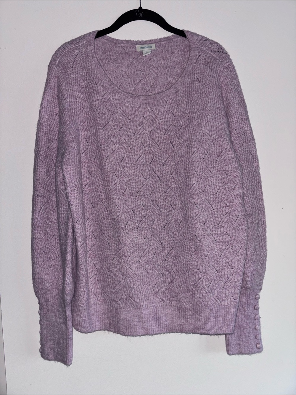 Sundance Purple Button Sleeve Sweater Sz XL